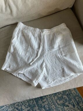 Eileen Fisher Cotton Drawstring Shorts Sz L